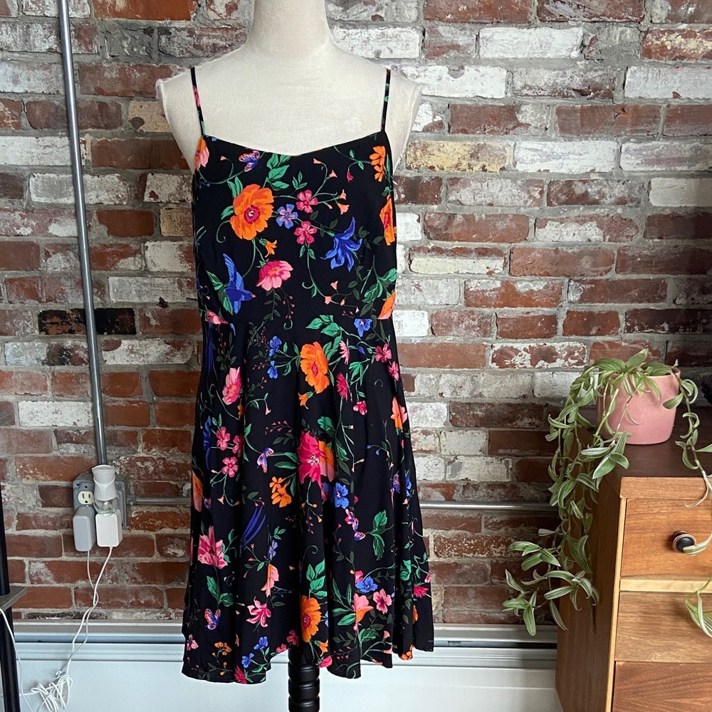 Old Navy Black Dress with Colorful Floral Pattern